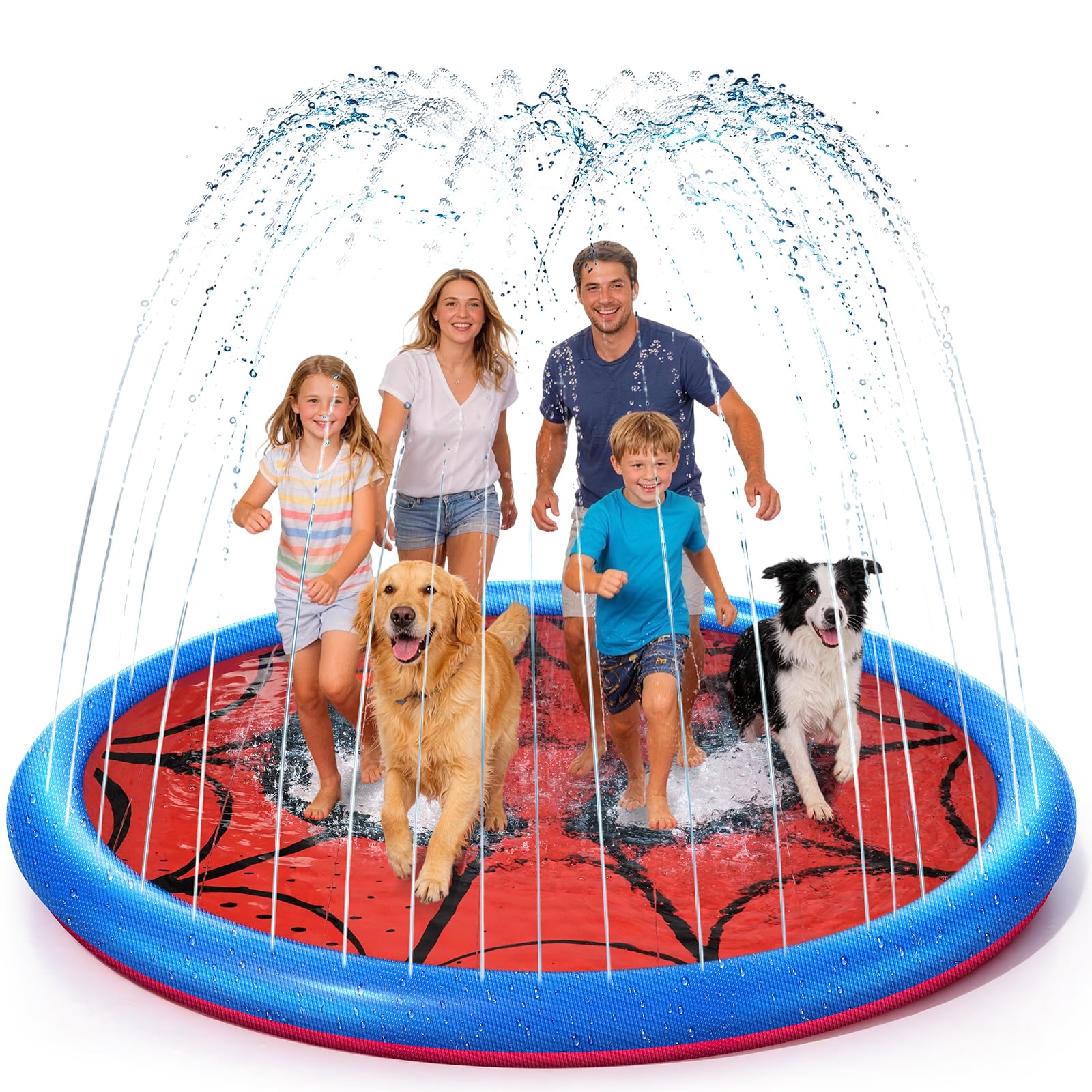 Lubolee Splash Pad for Kids and Dogs, Non Slip Extra Large Splash Pad Outdoor Sprinkler for Kids, Dog Water Summer Toys Outdoor Toys Ages 4-12 (80 inches)