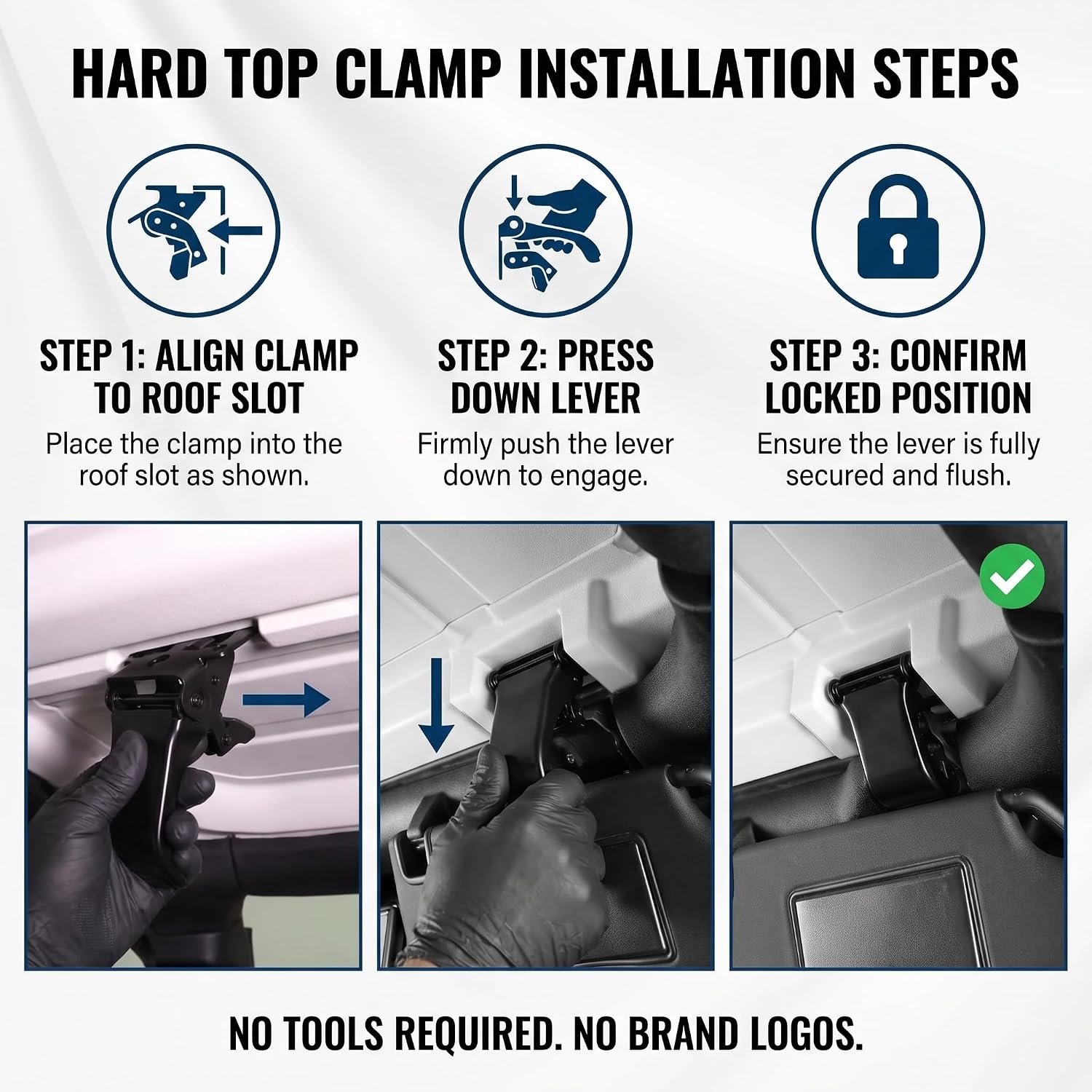 Hard Top Latch Clamp for Unlimited 2007-2018, Matte Black, Heavy-Duty Steel Core with Composite Plastic
