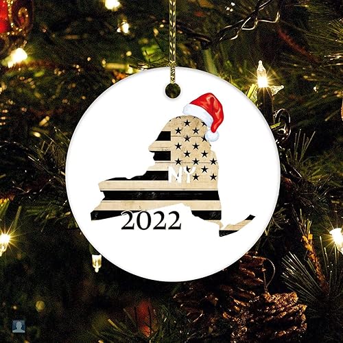 Vista 8 de Adorno de cerámica de Navidad Delaware, adornos personalizados para árbol de Navidad, Delaware, bandera estatal estadounidense recortada, adorno