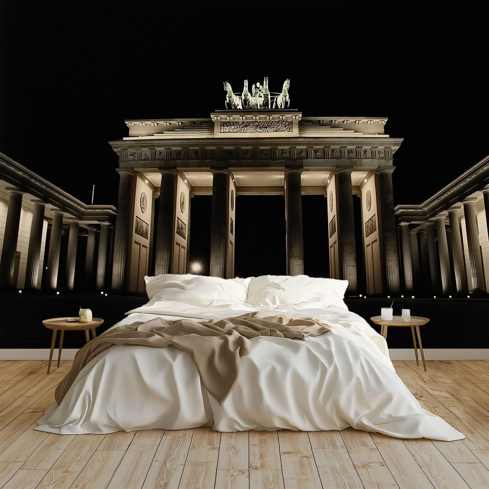 Poster geant mural Berlin nuit or et noir 400x280 cm haut de gamme pour salon