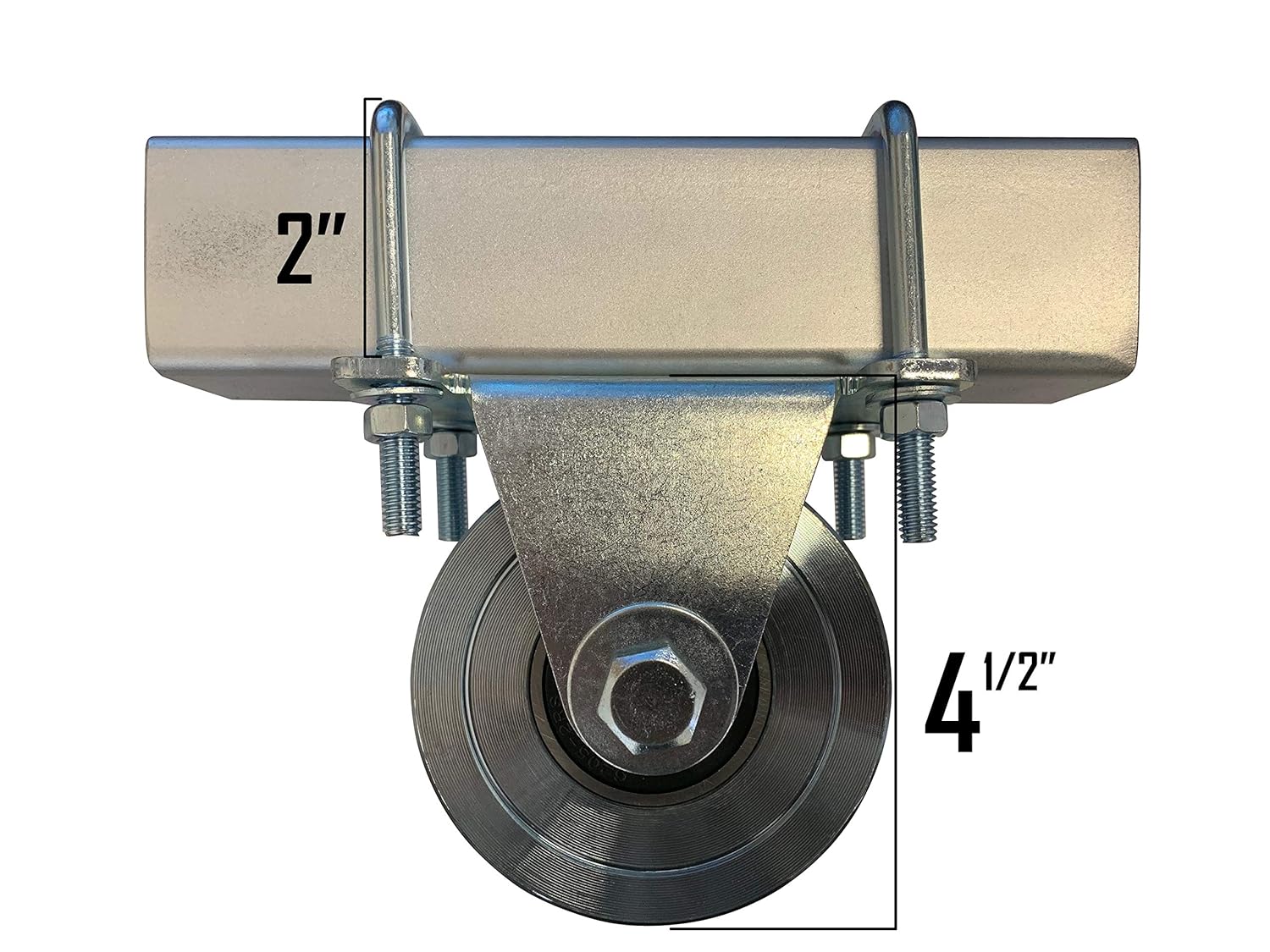 Slide Gate V Groove Wheels 4” Double Bearing Bolted External Mount Bracket Cradle Heavy Duty Solid Steel for Inverted V-Shape Sliding Rolling Track Gates up to 3000lbs Capacity – NO WELDING