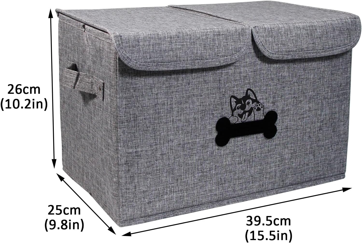Large Dog Toy Bin-Pet Toys Storage Box-Fabric Storage Bin with Lid-Collapsible Dog Toy Organizer,Dog Toy Basket -Chew Proof Dog Bin-Can be Personalized-Gray