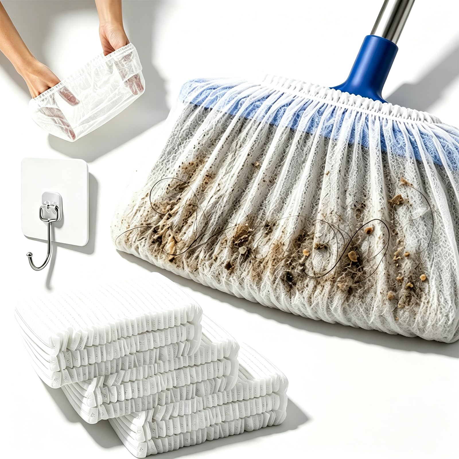 Gienslru 200Pcs Disposable Broom Dust Covers - 2026 New Broom Covers For Sweeping With Elastic Band, Trap Dust Lint & Fur, Electrostatic Pet Hair Broom Covers, Universal Fit For Most Standard Brooms (200Pcs)