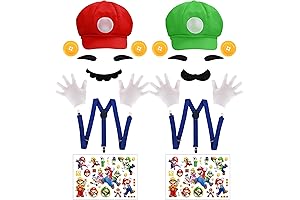 Luigi Costume for Kids - Mustache, Hat, and Gloves