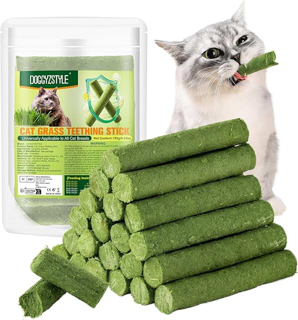 DOGGYZSTYLE 120g Katzengras Beißstab Haarballen, Kaustangen für Katzen, Katzenminze Spielzeug Stäbchen Indoor Kätzchen Kaustab product image