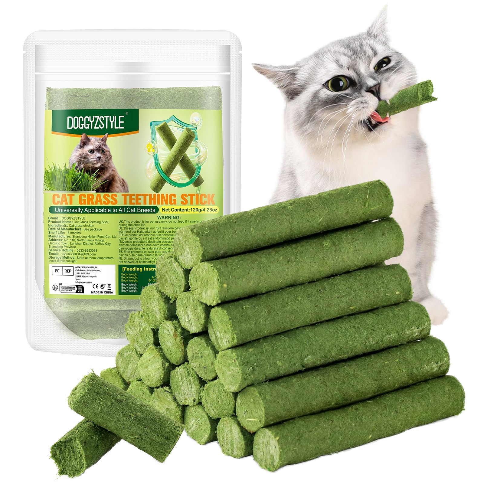 120g Herbe À Chat Bâton De Dentition Boules De Poils, Bâtons À Mâcher pour Chats, Bâtons De Jouets À L’Herbe À Chat Bâtonnets Chaton D’intérieur Bâton À Mâche (120g)