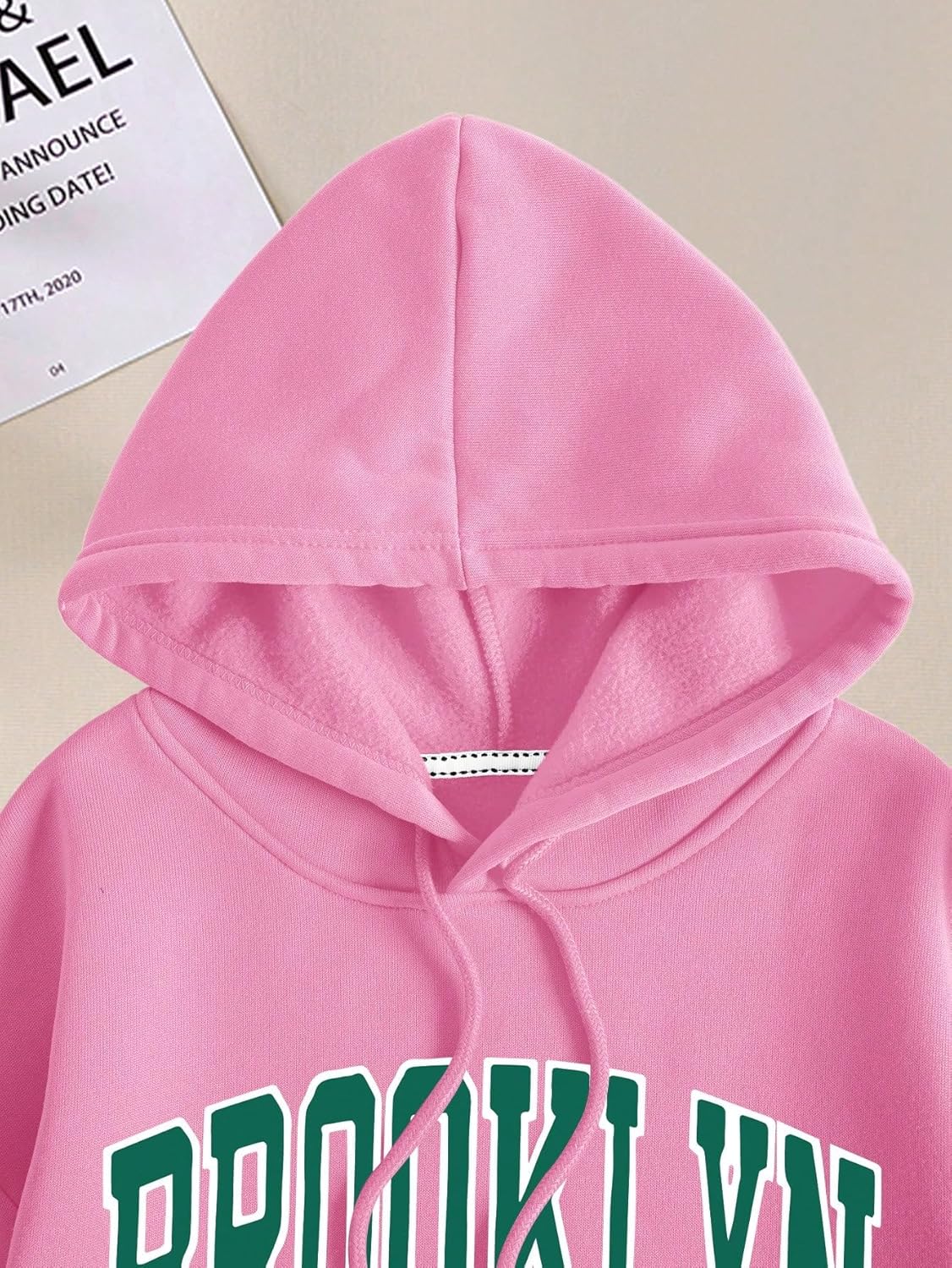 SHENHE Women's Slogan Letter Print Long Sleeve Hooded Sweatshirt Pullover Hoodie Tops - Image 3