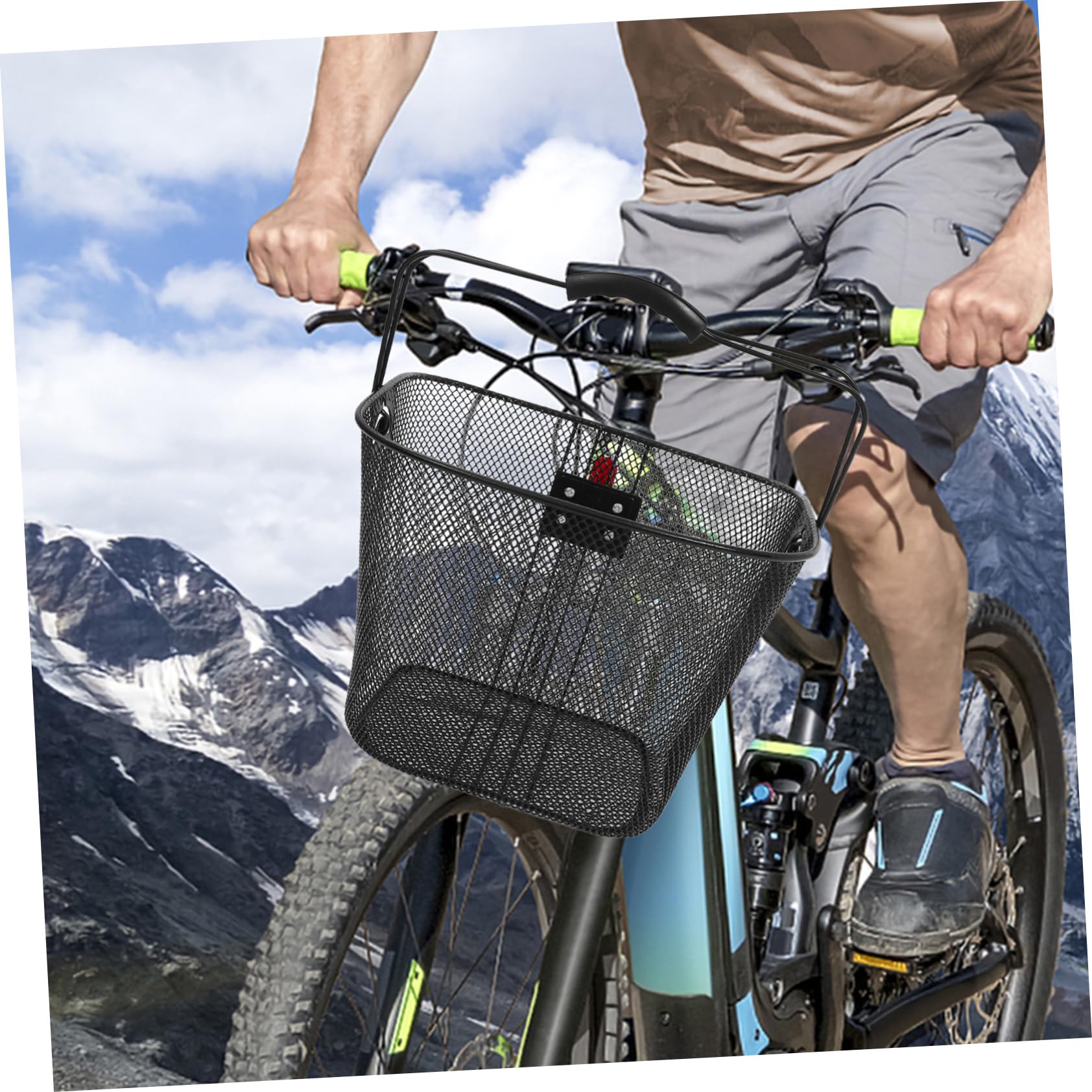 UPKOCH Cesta de Bicicleta Desmontable de Hierro y Plástico Negro | Uso Exterior, Estable y Resistente, Diseño Portátil, Compatible Manillar Delantero