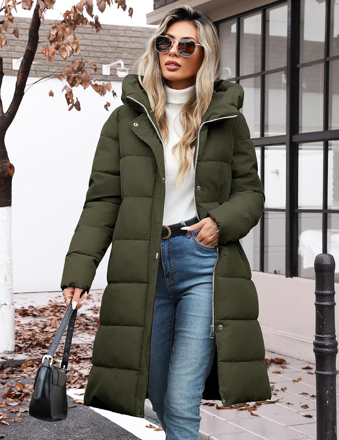 Womens Winter Long Puffer Coat Thicken Ladies Quilted Jacket Puffy Padded Zip Hood Parka Side Zipper Trendy 2026 - Image 3