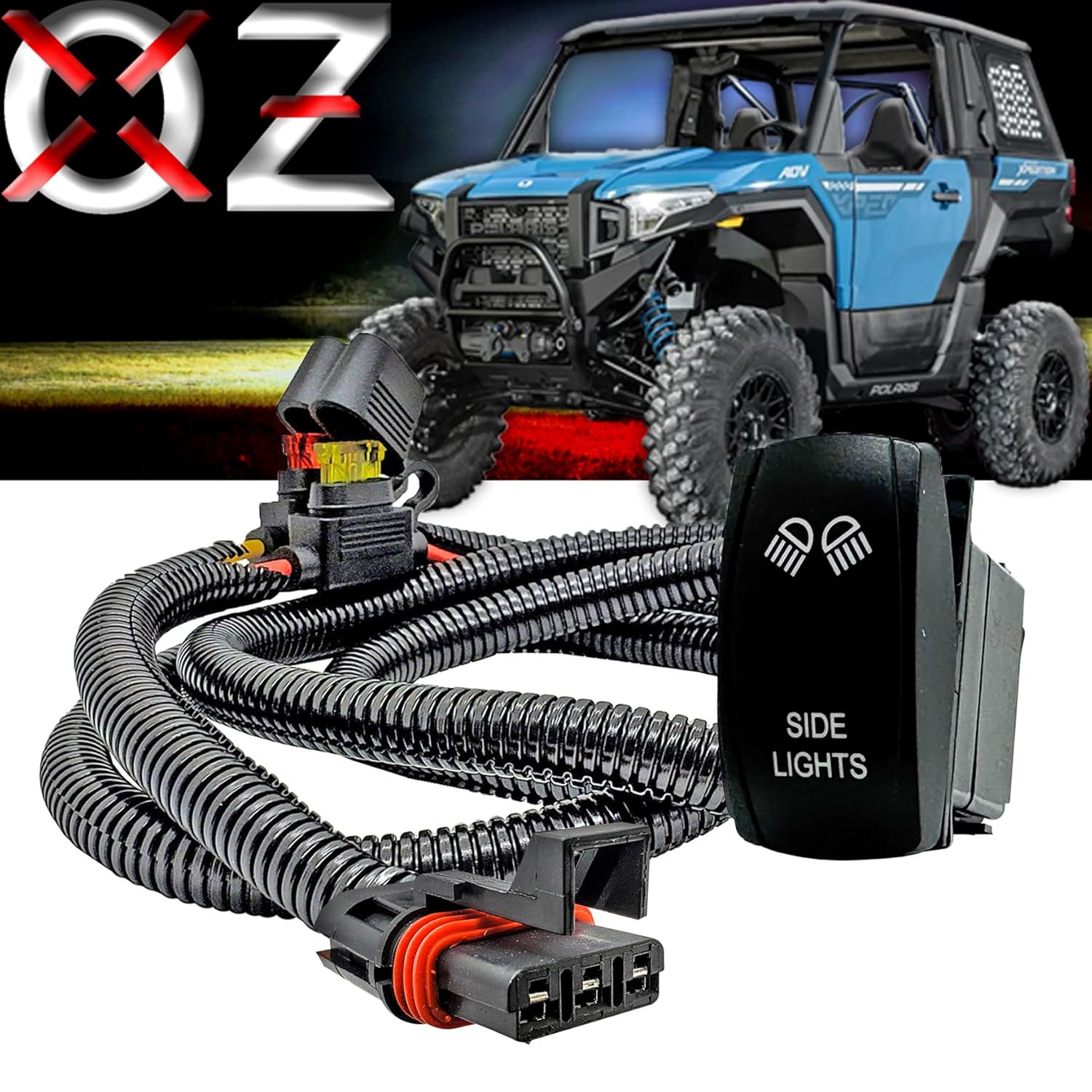 Side Lights On/Off Rocker Switch Power Bus Bar Plug & Play Wire Harness Kit Compatible with 2019-2026 Polaris RZR Trail S 900 1000 Xpedition XP ADV Ultimate Northstar Premium