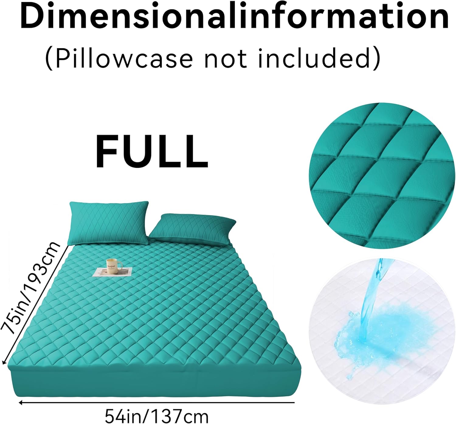 WESLEEPER Mattress Protector Waterproof Mattress Protector Mattress Bed Cover Super Soft Breathable Machine Washable Cover for Home, Bedroom, Hotel (Green, Full)