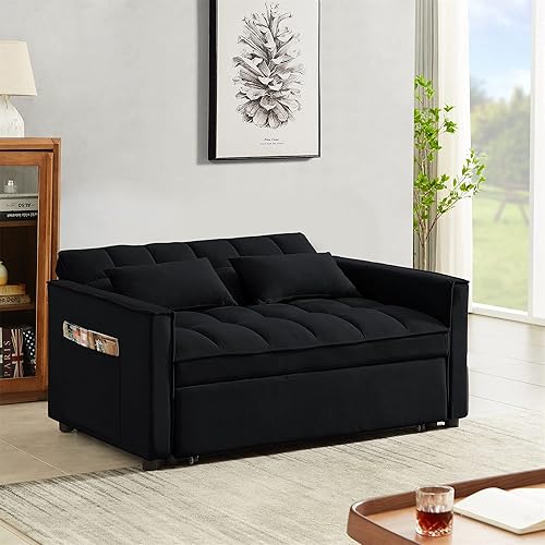 Miniatura 9 de Holaki Sofá cama convertible de terciopelo de 552 pulgadas sofá biplaza de terciopelo moderno sillón extraíble con respaldo ajustable 2 almohadas