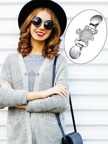 Vista 3 de Jetec -4 clips de chal de suéter vintage, estilo retro, para mujer, niña, clips de cárdigan camisa, broches de 4 estilos