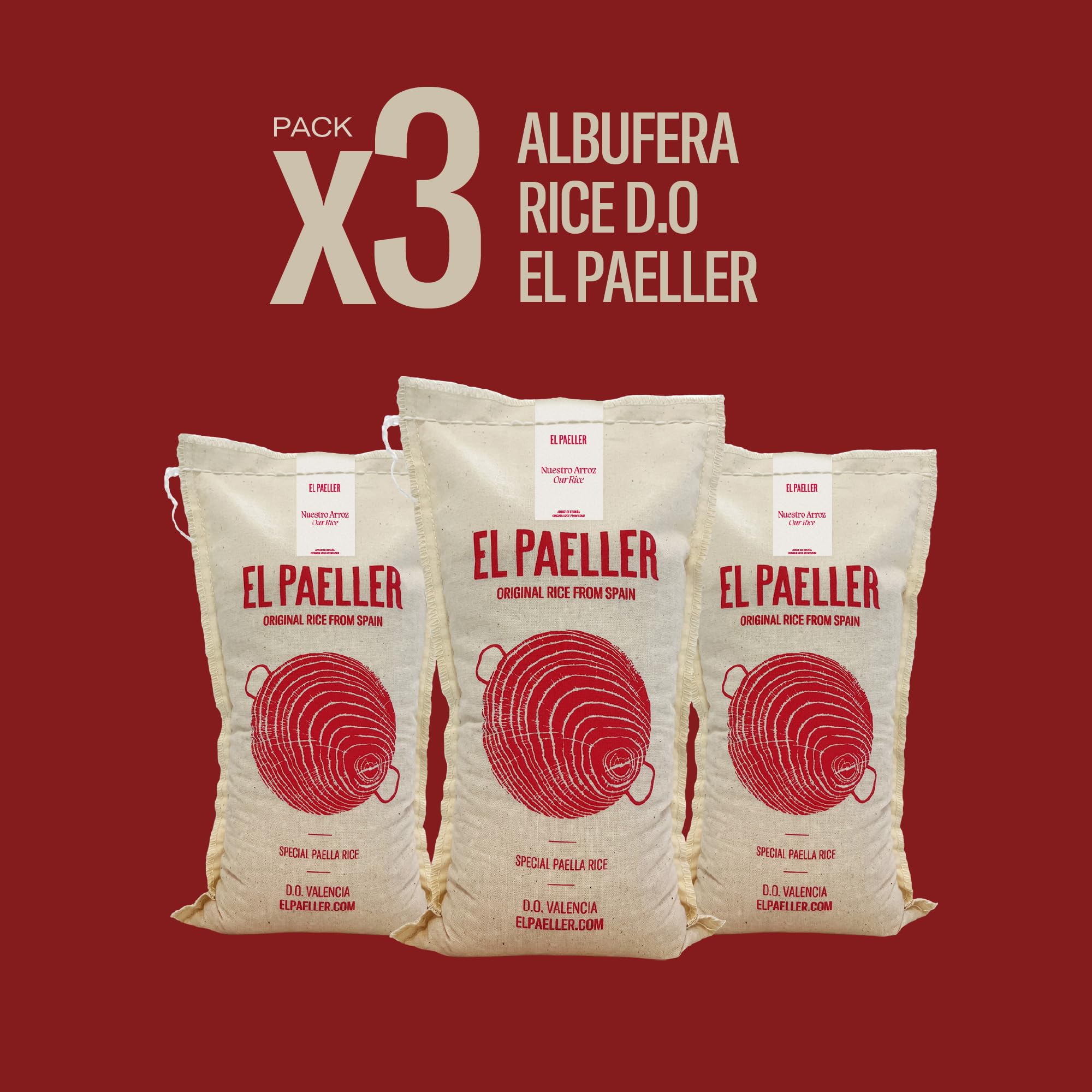 EL PAELLER - Riso per Paella | Varietà Albufera D.O Valencia | Ideale per Paellas e Risotti Brodosi | Confezione da 3 unità da 1kg