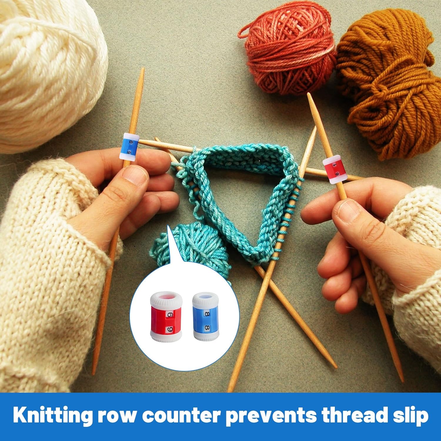 Knitting Row Counter, 10 Pcs Row Counters for Knitting Supplies and Tools, Portable Knitting Counters Stitch and Row, Row Counter for Knitting, Knitting Accessories Saving Time and Energy