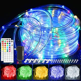 200 LED Rope Lights Outdoor String Lights Plug in, 66ft Warm White & Color Changing Waterproof Fairy Lights with Remote Control Timer Rope Lighting for Garden Patio Party Christmas (Not Connectable)