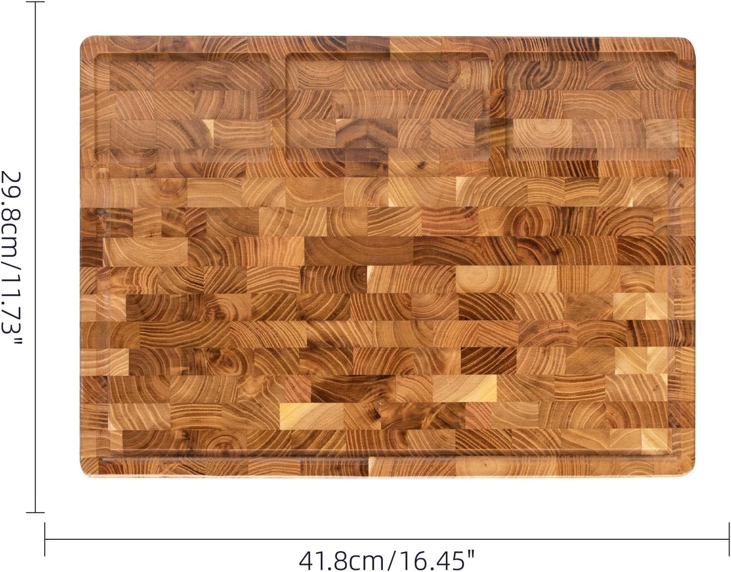 Cutting Boards For Kitchen Teakwood Chopping Board With Juice Groove & Handles Butcher Block Serving Tray For Cheese, Vegetables, Fruits(16.5 x 11.8 x 1.7in)