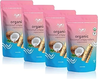 Coconut Crispy Rollers, Healthy Snack Rolls for Adults and Kids, Kosher, Gluten Free, Certified Paleo - Original Coconut (Pack of 4-2.82 oz bags)