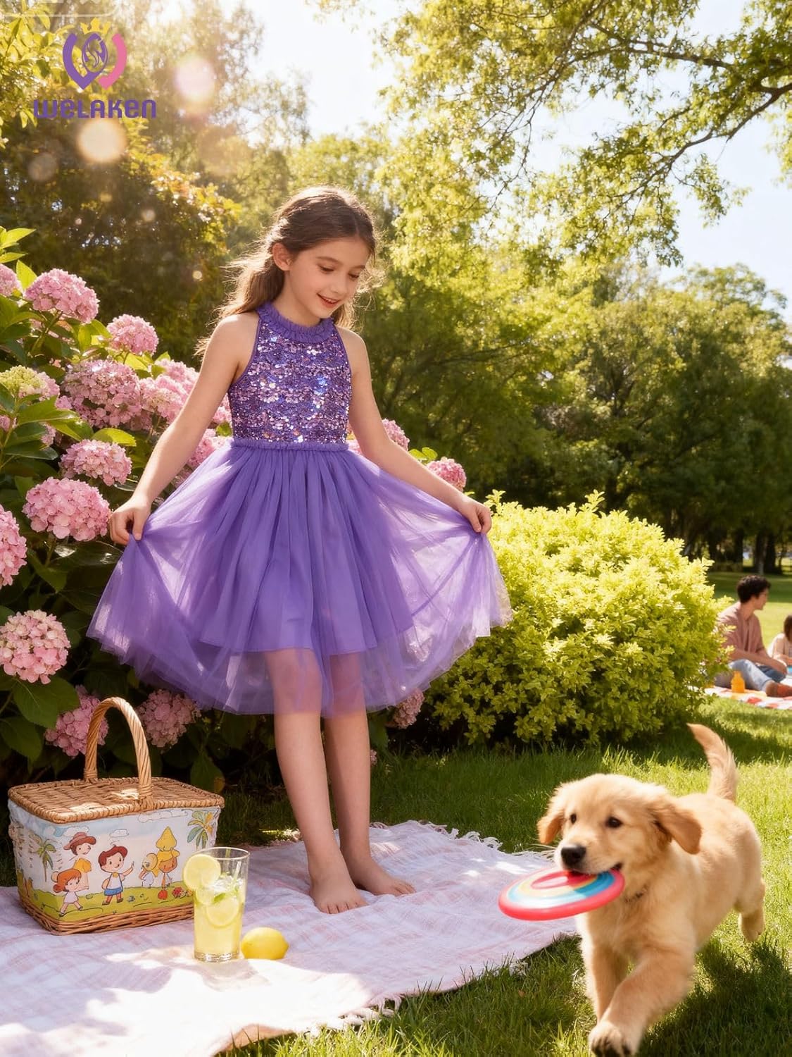 Girls Sequin Dress with Tulle Skirt – Elegant Sleeveless Party Dress for Special Occasions