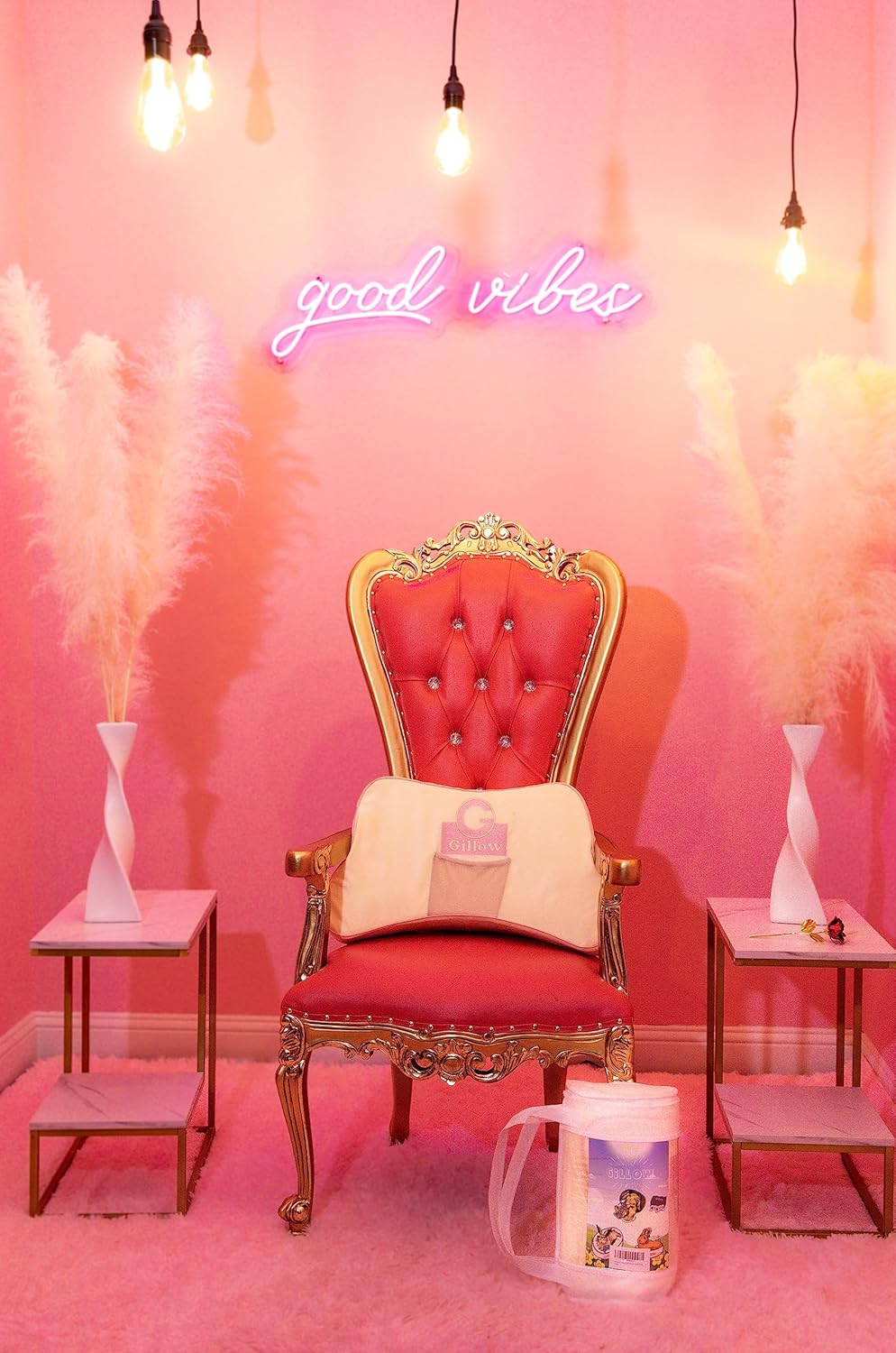 Gaming Pillow -Men, Women, Girls & Boys.PC, PS5,X-Box, Switch & Cell Phone. Off White-Pink