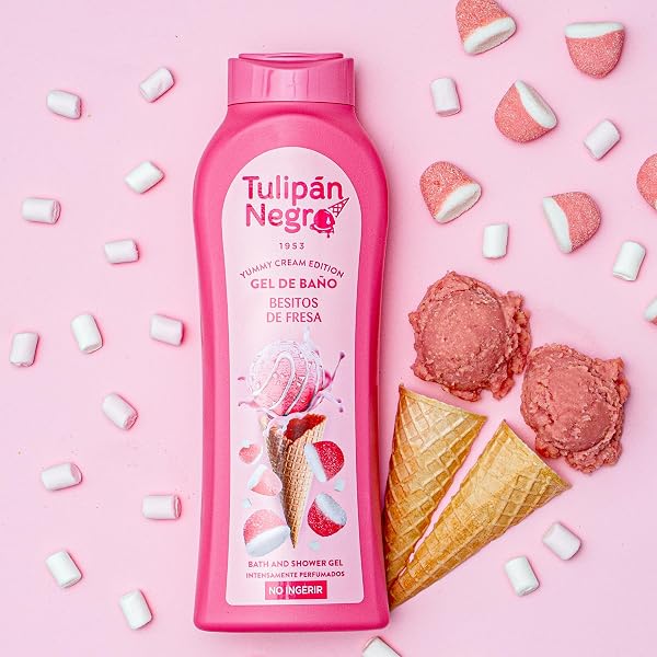 Tulipán Negro - Gel de Baño Besitos de Fresa, Nutritivo e Hidratante, Gel de Ducha con Fragancia Dulce y Goolosa, 650 ml - 4