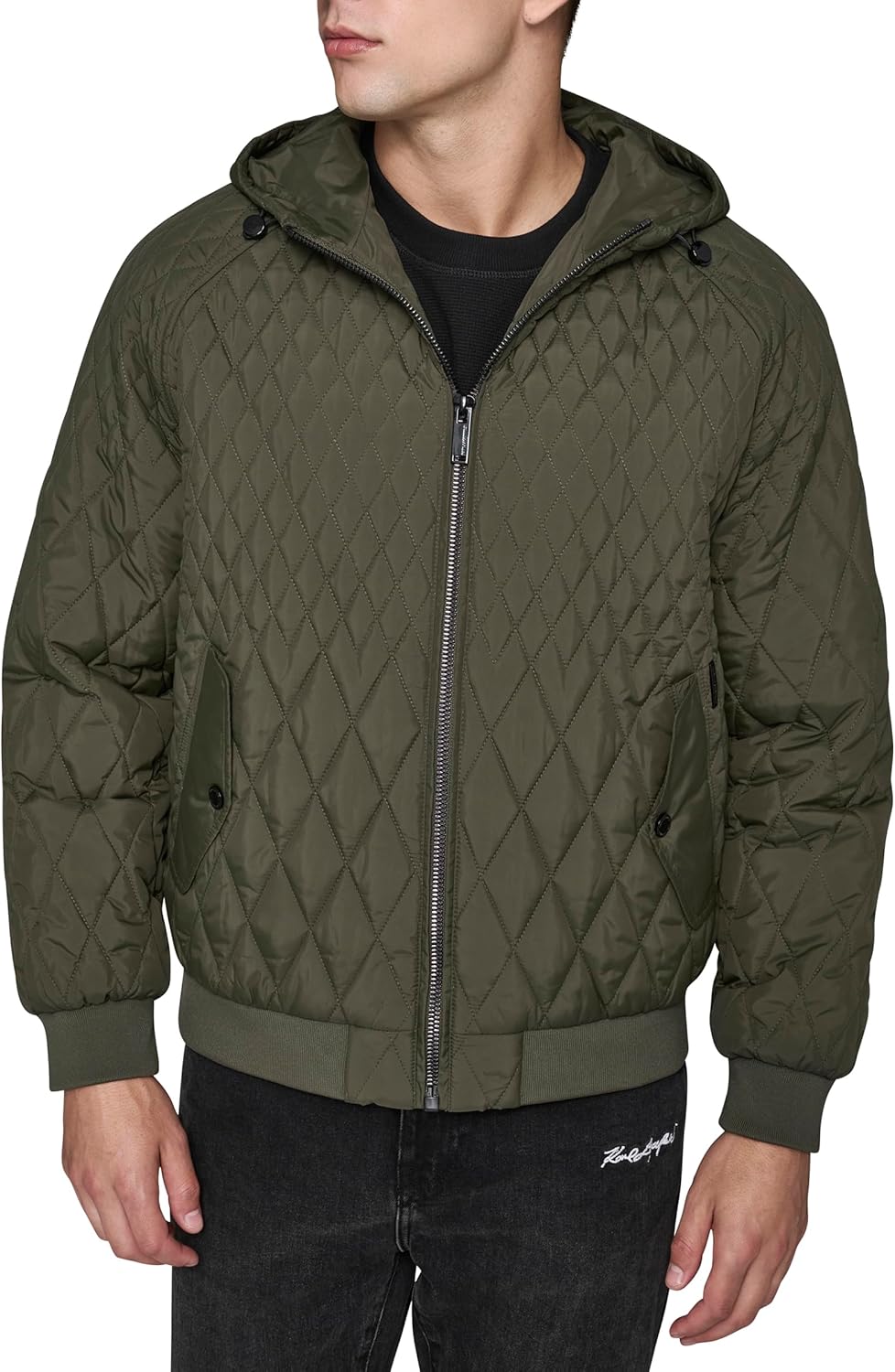 KARL LAGERFELD Men's Diamond Quilted Zip Up Jacket