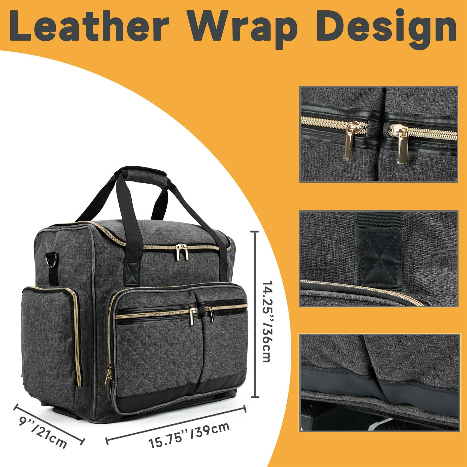 Arxus Sac de Voyage à roulettes avec 4 Roues Amovibles et Bandoulière, Pliable Sac Fourre-Tout Artistique pour Femme Homme avec Chariot, Robuste Mallettes à roulettes pour Ordinateur Portable 15,6"