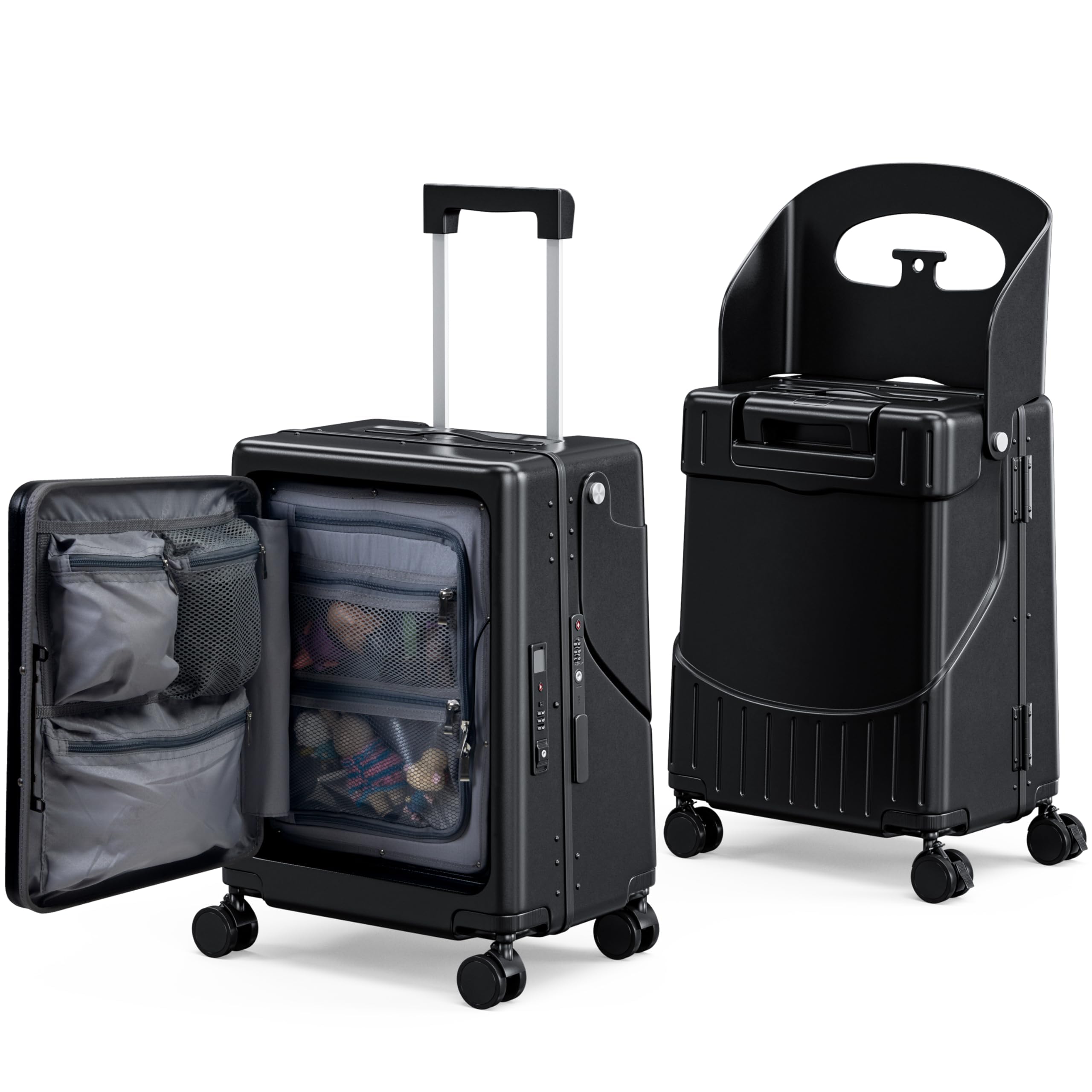 GHSY 24" Ride-On CHECKED Luggage with Child Seat – Kids Travel Stroller Suitcase | 40L Large Capacity, USB Port & TSA Lock | Durable ABS+PC Hard Shell