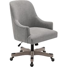 OSP Home Furnishings Bradwell Adjustable Swivel Home Office Chair with Wheels, Fog Taupe Fabric
