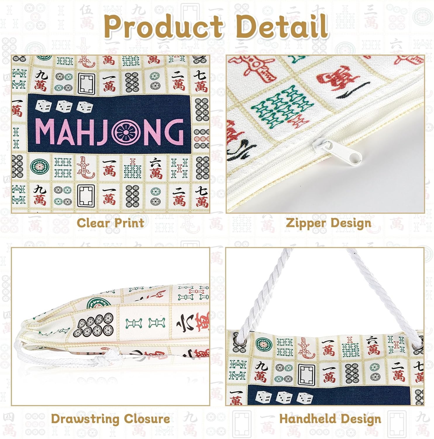 3 Pcs Empty Mahjong Bag Set for Tiles and Racks American Mahjong Case Travel Bag Tote Carrying Bags Cute Mah Jong Accessories Mahj Rack Storage Bags Carrying Case(Modern)