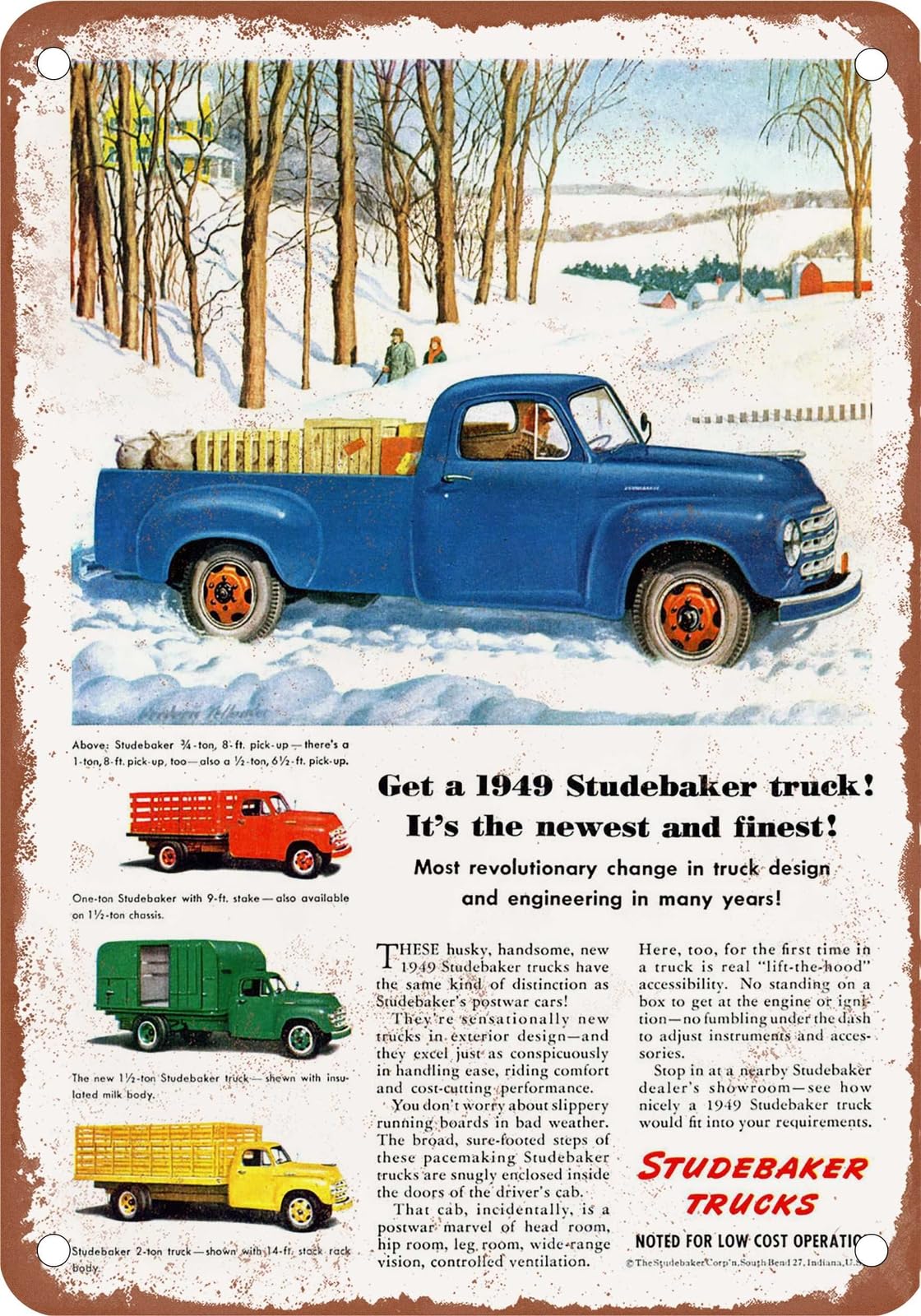 Miaomansenstore Metal Sign - 1949 Studebaker Truck Vintage Ad 06 - Old Retro Rusty Look Home Decor