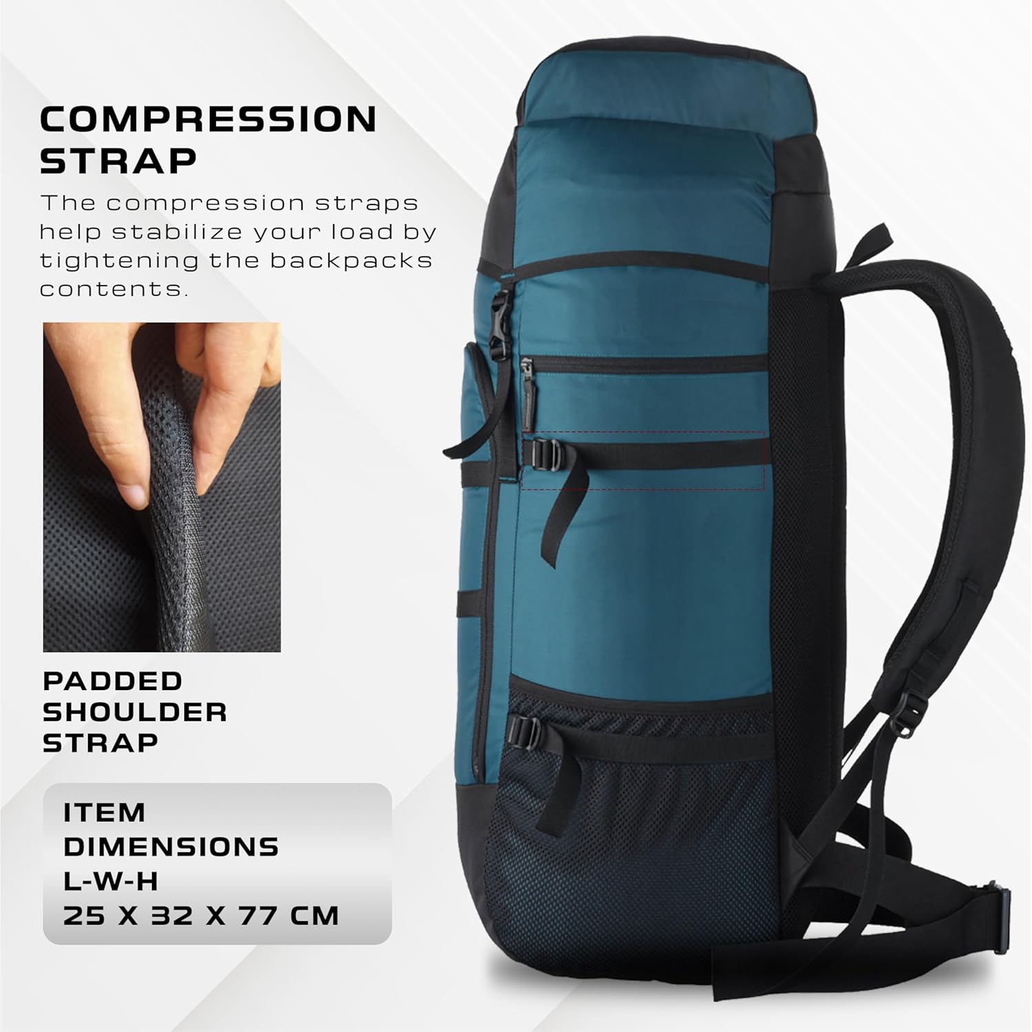 60L Travel Backpack with Water Proof Rain Cover - Camping Hiking Rucksack Trekking Bag - MTL01, ENGLISHBLUE, XL, Modern