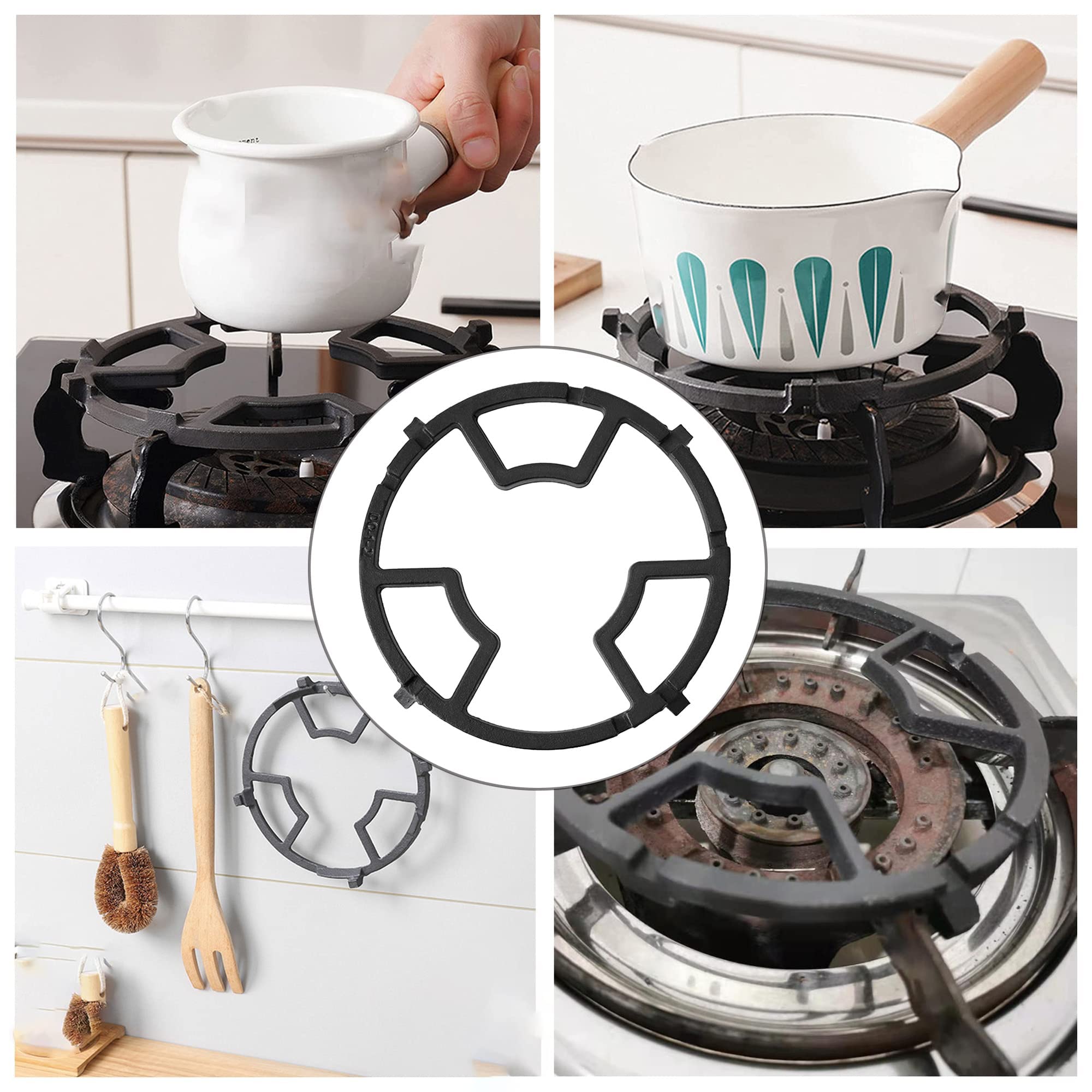 Supporto Per Wok In Ghisa Fenteer Diametro 25 Cm - Anello Riduttore Universale Per Fornelli A Gas, Antiscivolo Per Pentole E Padelle - 3
