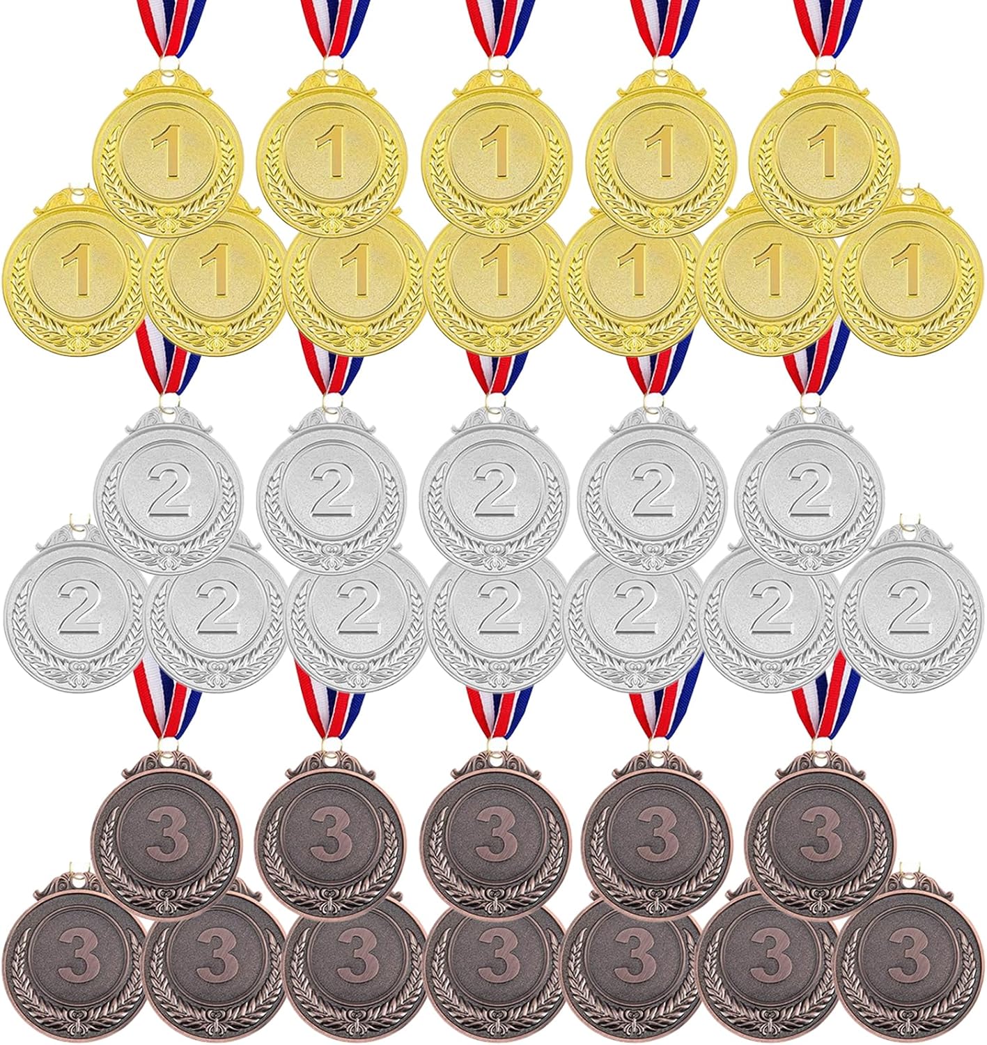 Gold, Silver, Bronze Awards Medal, Winner's Medal for Sports, Olympic Style, Competitions, Party for Adults and Kids, 2 Inches