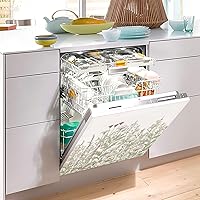 Vista 4 de Funda magnética para lavavajillas con diseño de flores de hierbas, cubierta magnética reutilizable para refrigerador, calcomanías para microondas