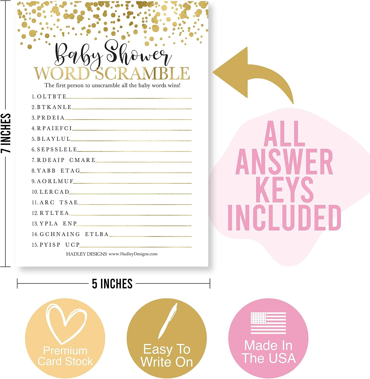 Baby Shower Games Card for 25 Guests Fun Babyshower Games for Girls & Boys image 5