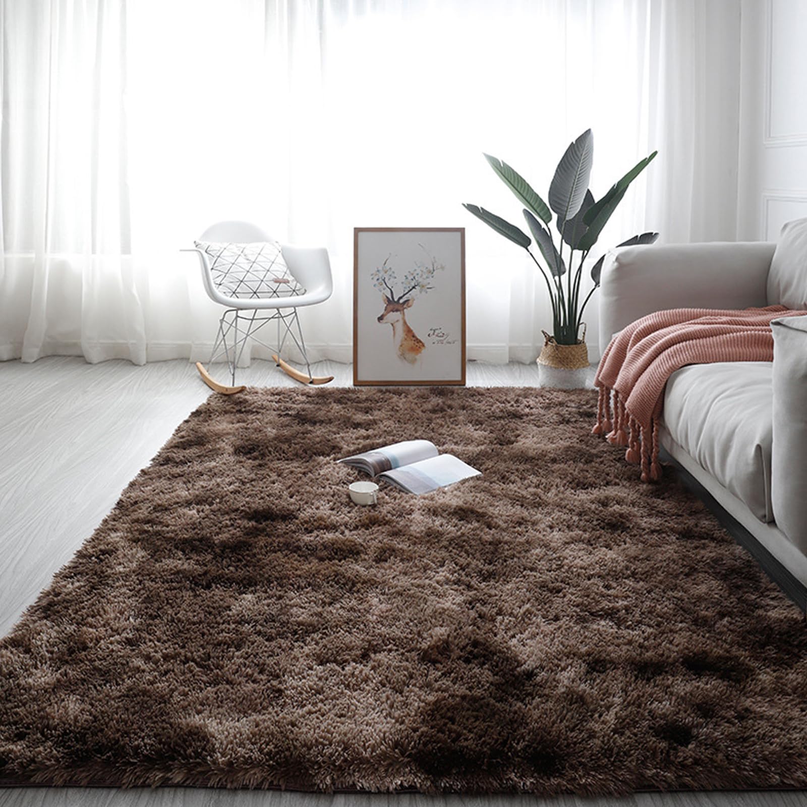 Rug, Soft Fluffy Carpets for Living Room, 1.5X2.4M, Large Grass Carpet(E,4ft*6ft)
