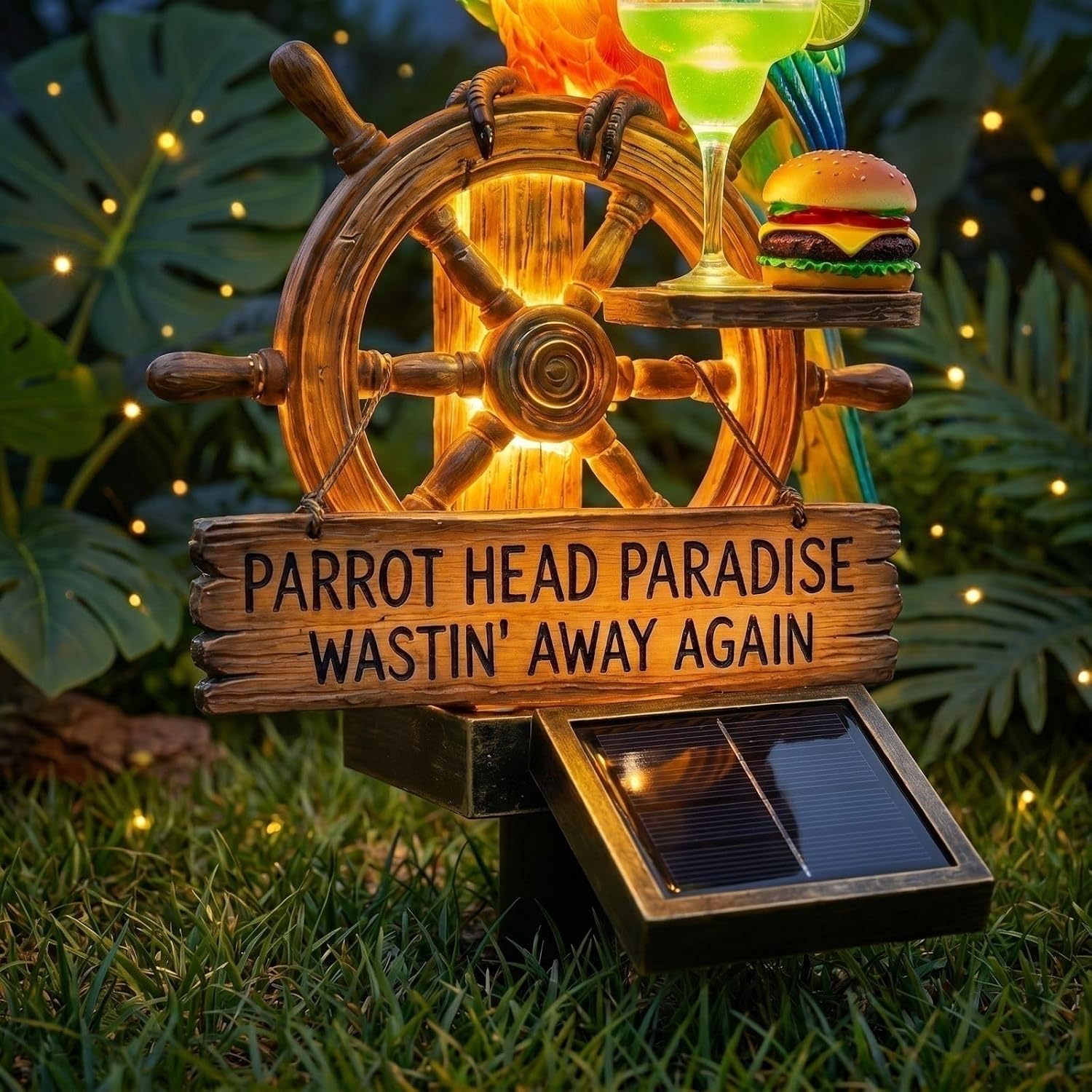 TREBIN Resin Solar Parrot Garden Light Ground Stake, Waterproof Outdoor Solar Stake Light Tropical Yard Decor for Patio, Lawn, Pathway Flower Bed, Unique Gift for Gardeners (Summer Juice) image 3