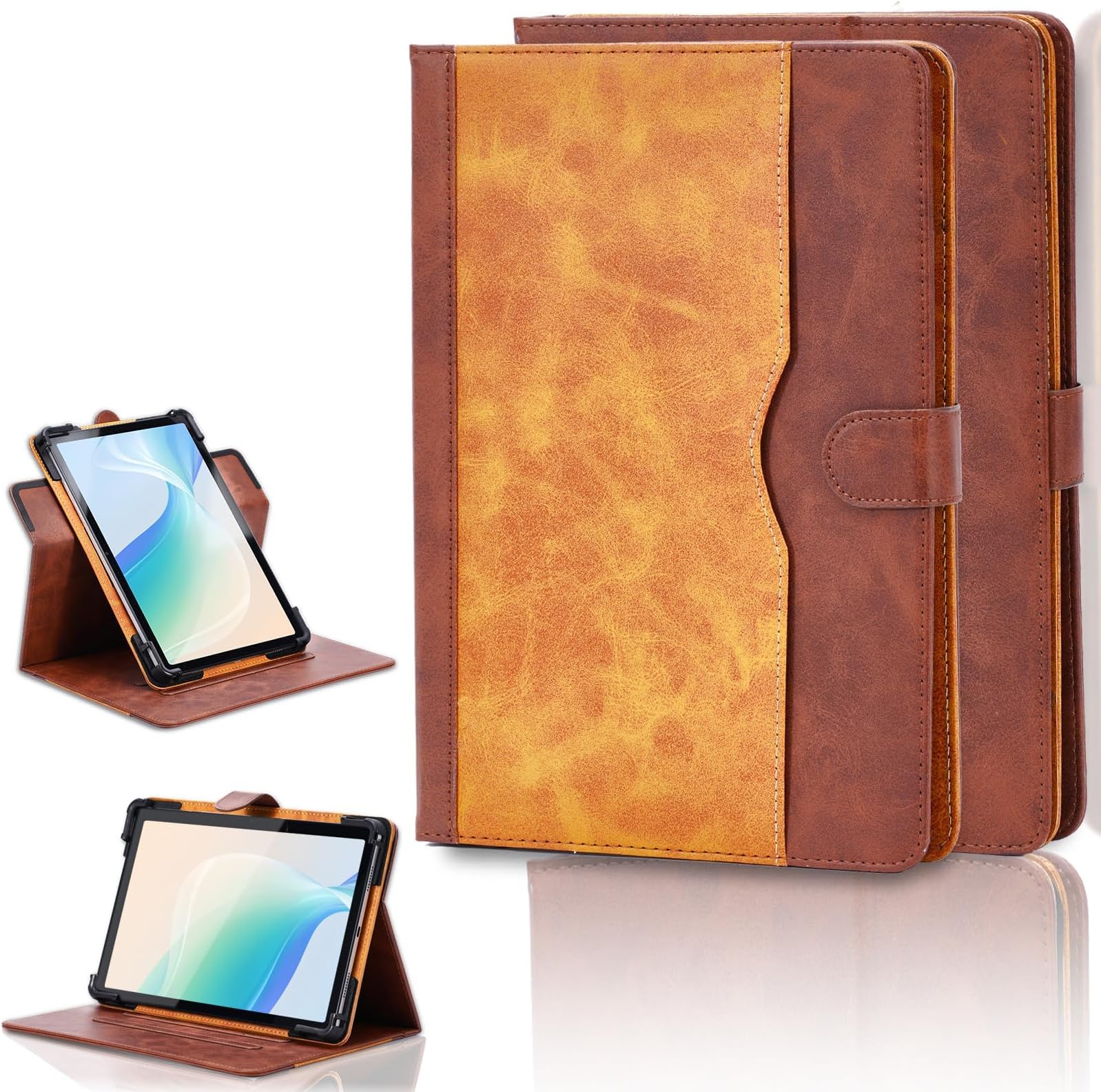 Case for Chuwi Hi10 Max 13-inch Tablet Case 360 Degree Rotation Multi-Viewing Angels PU Leather Stand Folio Cover Camera can be used Brown