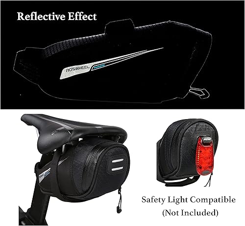 Miniatura 5 de Roswheel Race Series 131432 - Bolsa de sillín ultraligera para bicicleta debajo del asiento, paquete de cuña para bicicleta de carretera, 0,6 litros