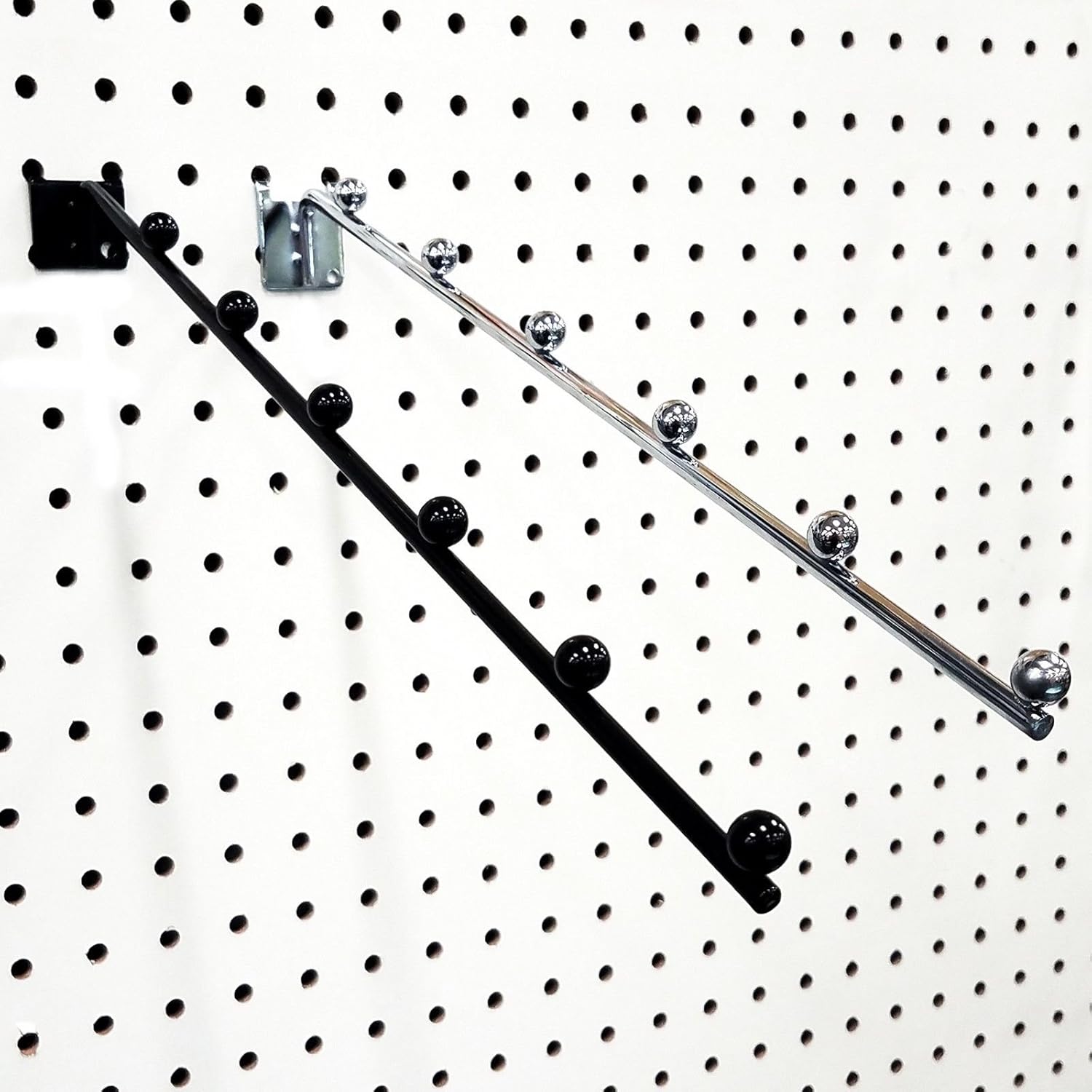 14" L Pegboard 6 Ball Waterfall Faceout Hook, Chrome - 5 Pack