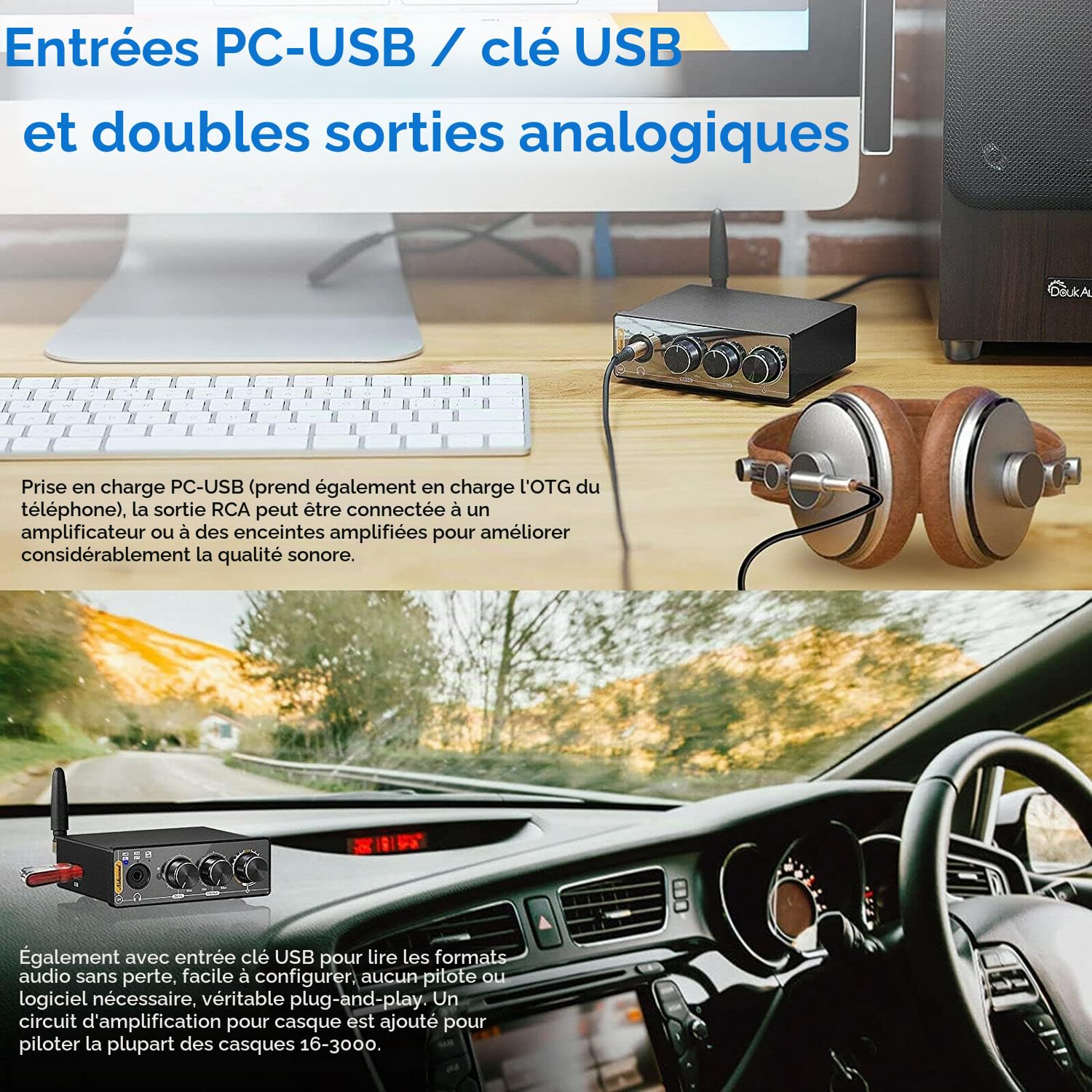 [Dernière version] Nobsound Q4 Mini Bluetooth 5.0 Récepteur stéréo USB DAC Convertisseur numérique-analogique Lecteur de musique