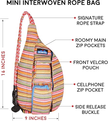 Miniatura 6 de KAVU Mini bolsa de cuerda entretejida con cabestrillo, Aloha Stripe