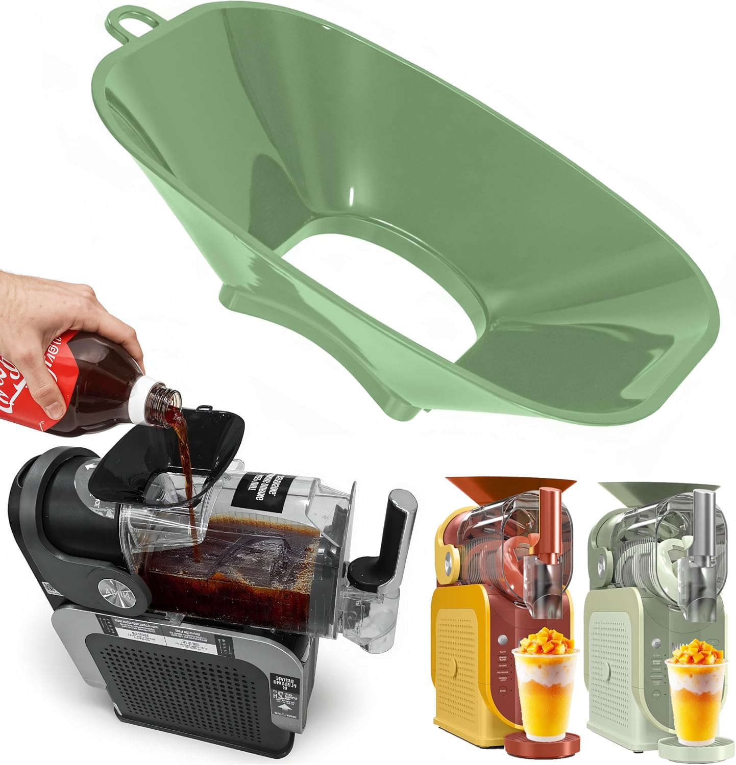 Anti-Splash Flow Hood For Slushie Machine FS301/FS300 - Liquid Guide Cover - Slushie Machine Accessories - No Spills When Pouring Beverages/Fruit Juices (Green)