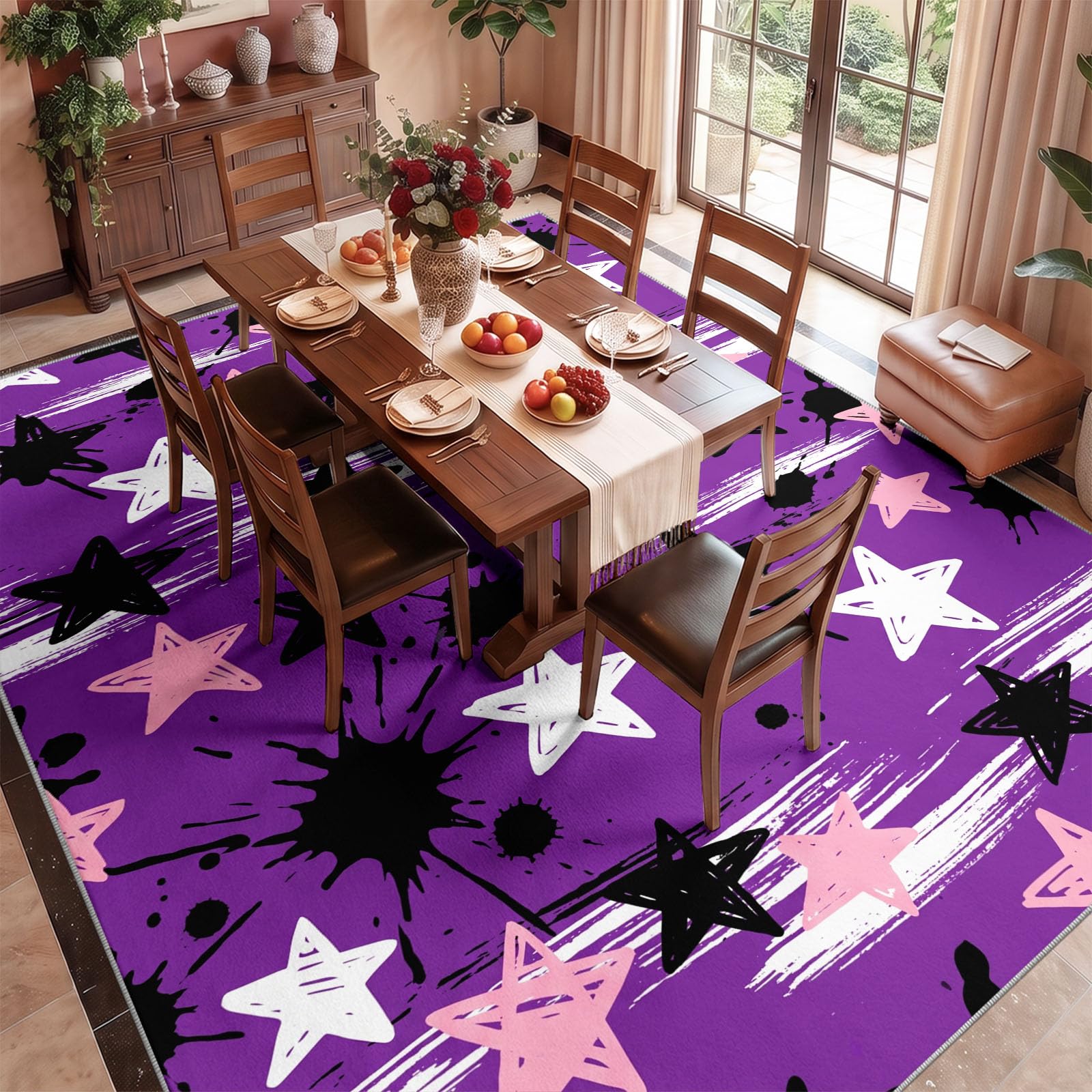 Bedruckter Kurzflor-Teppich,Dekor Wohnzimmer Street-Art Punk Graffiti