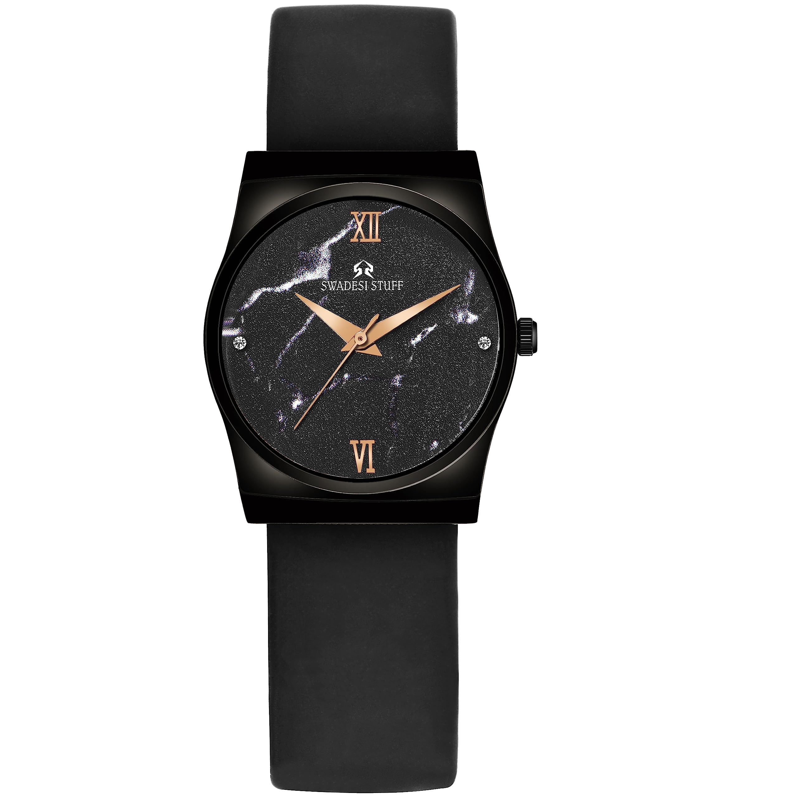 SWADESI STUFF Luna Marble Black Dial Premium & Luxurious Silicone Strap Analog Watch for Women (B0C6HW6KBR) Amazon Price History, Amazon Price Tracker
