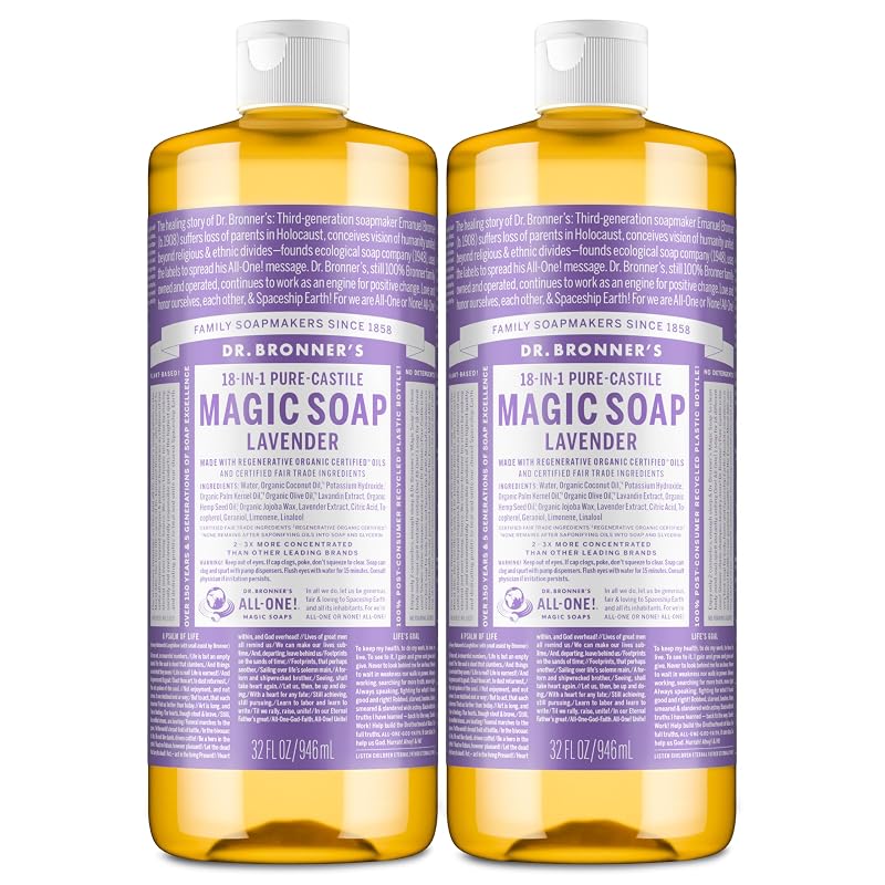 Sabonete líquido Pure-Castile de lavanda Dr. Bronner's, 2 frascos de 946 mL