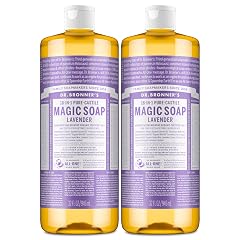 Dr Bronners Magic Soap - Pure-Castile Liquid Soap Lavender 32 ounce 2-Pack -Regenerative Organic Certified Oils 18-in-1 Uses