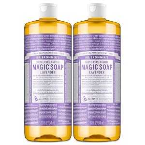 Dr Bronners Magic Soap - Pure-Castile Liquid Soap Lavender 32 ounce 2-Pack -Regenerative Organic Certified Oils 18-in-1 Uses