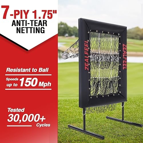 Miniatura 4 de Red de lanzamiento de béisbol ZEALFEEL Pro, objetivo de lanzamiento de 9 agujeros con zona de golpeo, 5 alturas ajustables, entrenador de